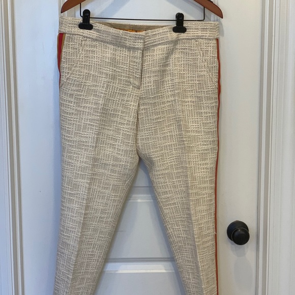 Tory Burch cropped twill pants with tuxedo stripe - Picture 2 of 5